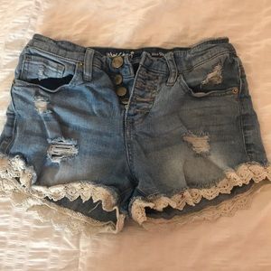 Light wash denim shorts